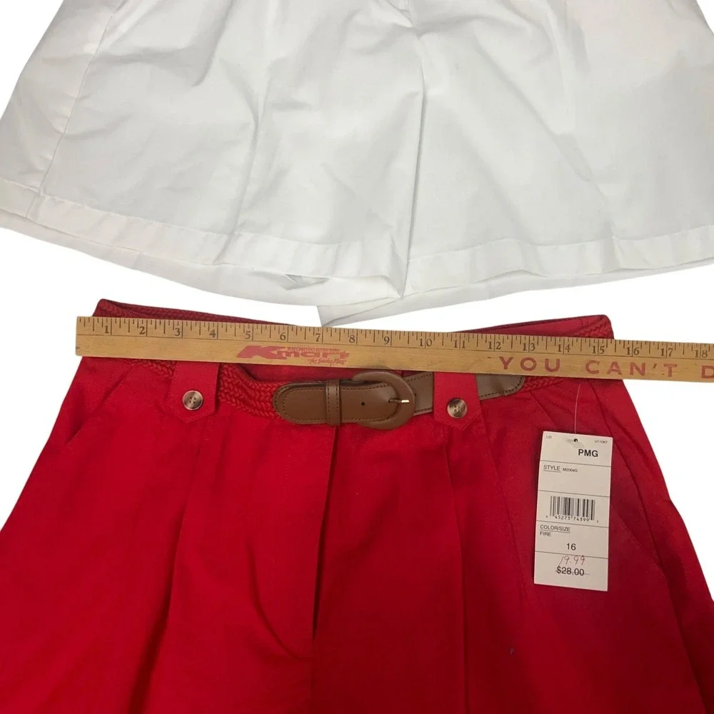 Vintage Belted Pleated Shorts Bundle 2 Pc 16 High Rise Preppy Retro NWT Vacation - Picture 4 of 13